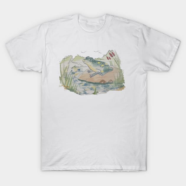 Frog Retro Vintage 60s Drawing T-Shirt by frantuli